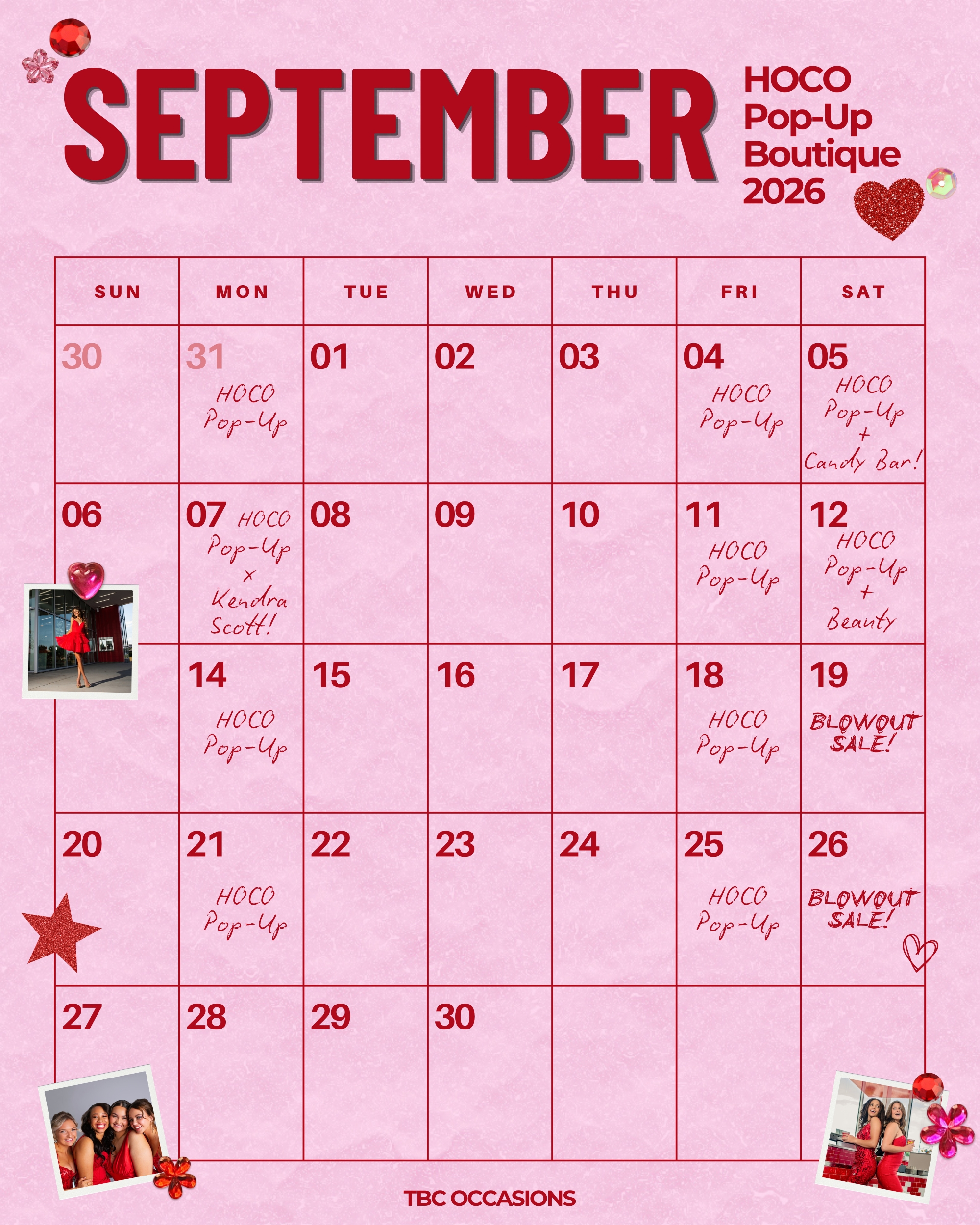 September Pop Up Events at TBC
