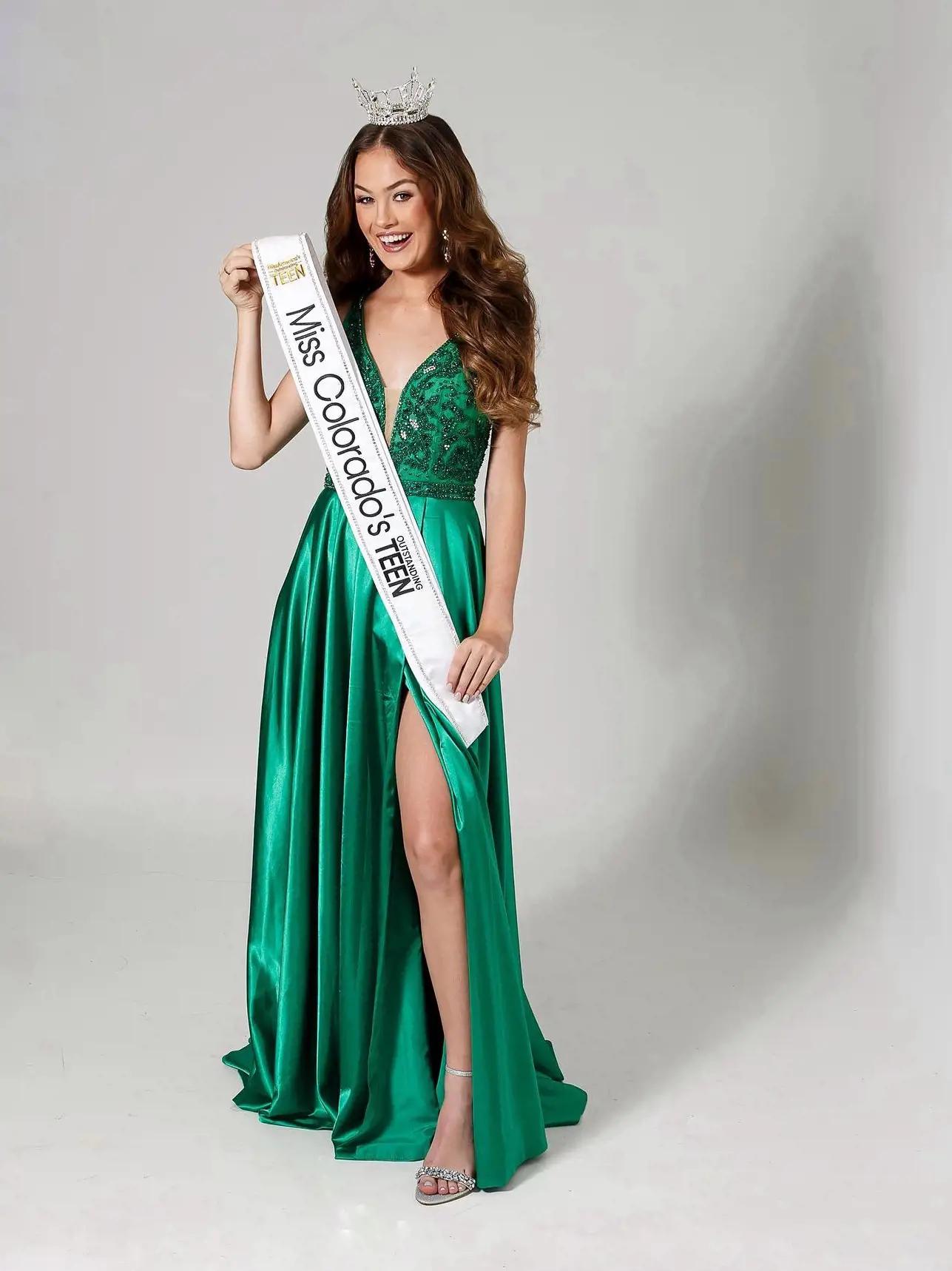 emerald green sherri hill pageant dress at TBC Occasions in Denver, Colorado