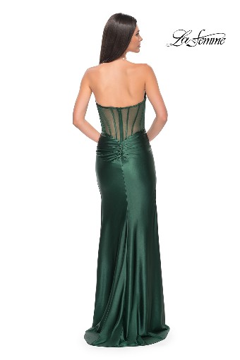 La Femme 32159 Sheer Corset Back Sheath Gown #1 default Dark Emerald thumbnail